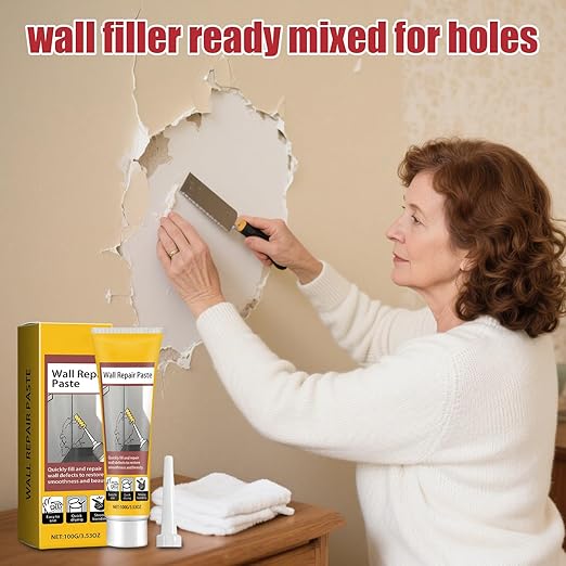 Wall Repair Paste, Quick Drying Filler 1pc 100g 5.5x16.3cm, Crack Sealant Tube, Repair Zone Patch Compound, Home Improvement Solution, for Living Room Bedroom Bathroom Kitchen Balcony Basement Garage