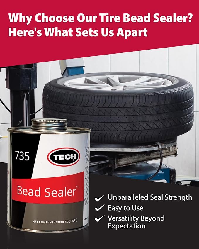 TECH Natural Rubber Sealer, 1 Quart – Stops Leaks Between Rim and Edge, Fills Gaps for Old or New Wheels, Compatible with Tubeless Sealants, Solution for Reliable Leak Prevention and Repairs