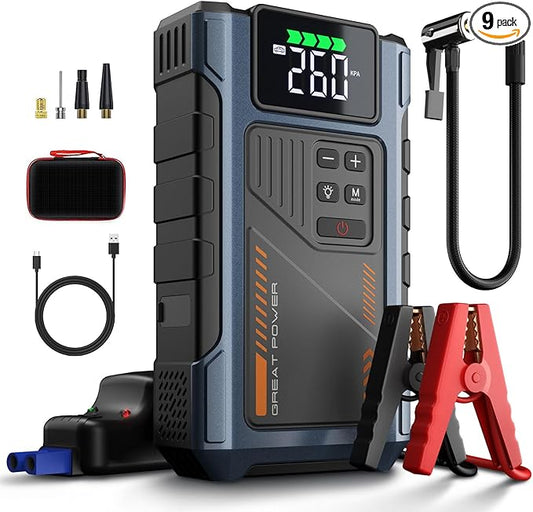 Car Battery Charger Jump Starter with Air Compressor, 4500A Jumper Box for Car Battery Portable Booster Jump Pack, 12V Jumpstart Combo 150PSI Tire Inflator Air Pump(Up to 8.5L Gas/7.0L Diesel)