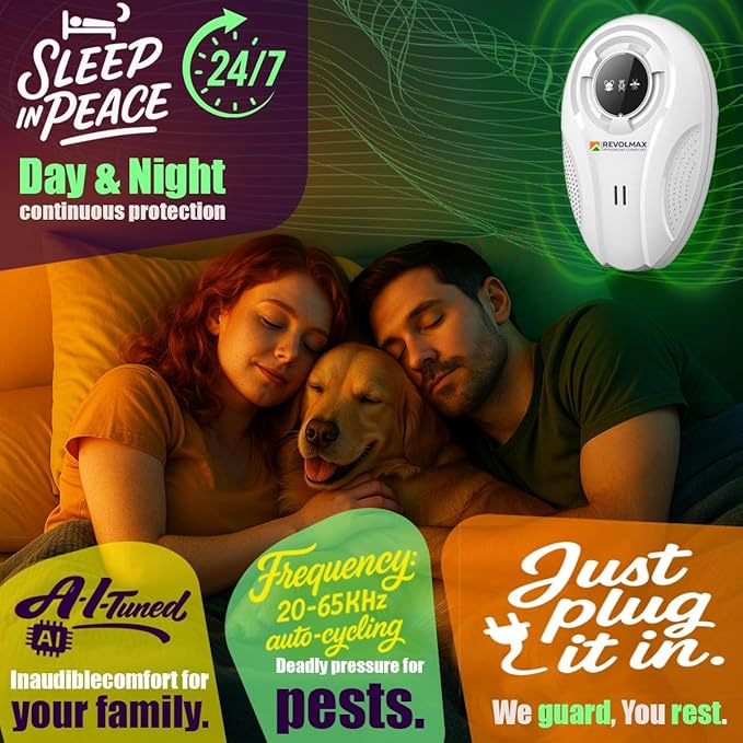T-27, Ultrasonic Pest Control Repeller - Electronic & Ultrasound, Indoor Plug-in Repellent - Get rid of - Rodents, Mice, Squirrels, Bats, Insects, Bed Bugs, Ants, Fleas, Spiders, Roaches (4 Pack)