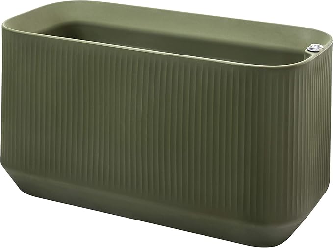 Crescent Garden Modular Self-Watering Trough Plant Box with TruDrop Water Level Indicator - Large Rectangular Deck Planter for Indoor & Outdoor Plants, Modern Garden Bed - 40"x20"x20"H (Olive)