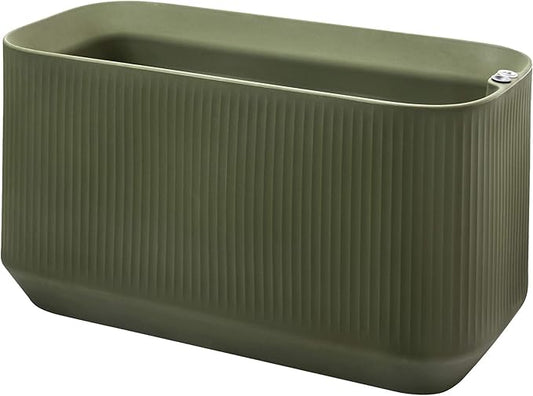 Crescent Garden Modular Self-Watering Trough Plant Box with TruDrop Water Level Indicator - Large Rectangular Deck Planter for Indoor & Outdoor Plants, Modern Garden Bed - 40"x20"x20"H (Olive)