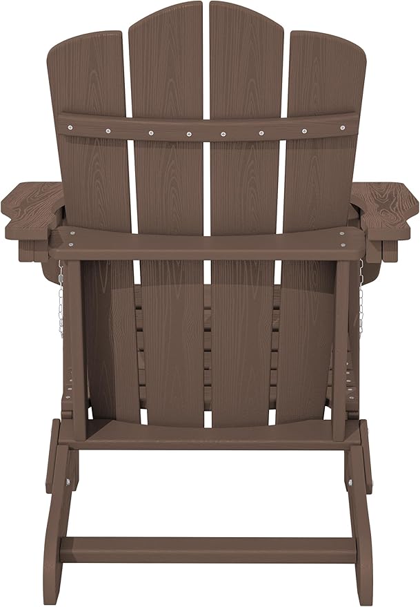 KINGYES Folding Adirondack Chair Set of 8, HDPE All-Weather Folding Adirondack Chair, Brown