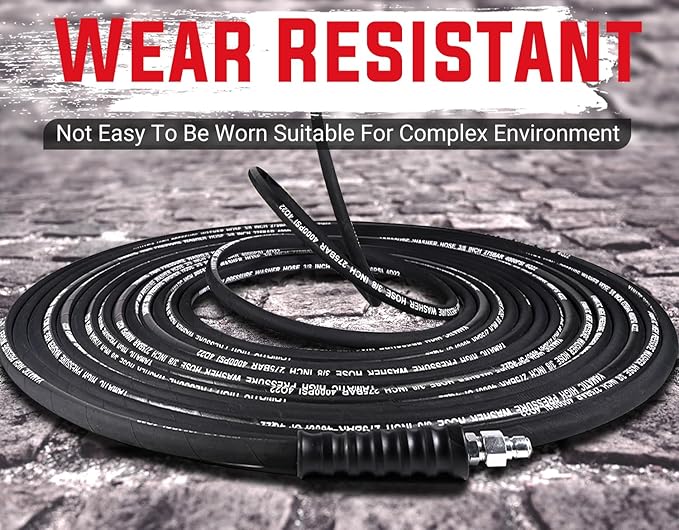 YAMATIC 5/16" Flexible Pressure Washer Hose 50FT, Kink Resistant Swivel 3/8" Quick Connector, 4000 PSI High Durability Cold Hot Water Max. 212°F, Fit Most Residential and Commercial Pressure Washer