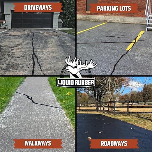 Liquid Rubber Asphalt Crack Filler - Professional-Grade Self-Leveling Waterproof Sealant for Driveway, Parking Lot & Walkway Cracks - Black 10oz - Helps Stop Water Intrusion & UV Damage - 2 Pack
