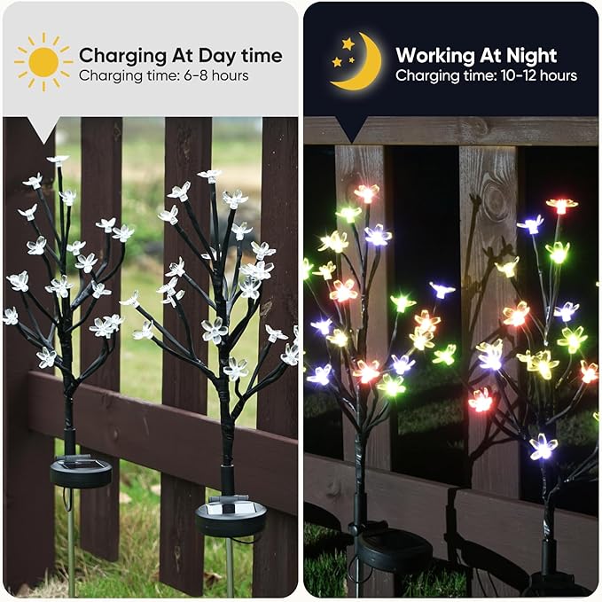 Solar Garden Lights Waterproof, Solar Outdoor Lights Decorative 8Pack, 160Led Solar Powered Flowers Garden Decor, Outdoor Fairy Light for Yard,Pathway,Lawn,Outside Garden Christmas Decorations