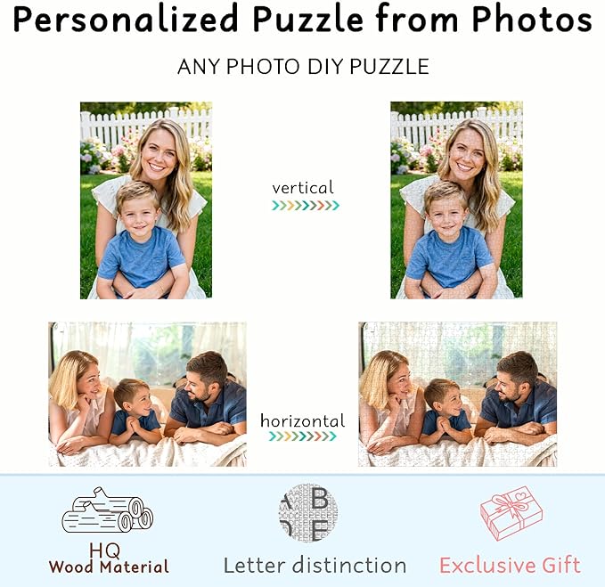 Custom Puzzles from Photos 300/500/1000 Piece - Personalized Jigsaw Puzzles for Adults & Kids with Picture & Text - Custom Family, Friends, Wedding, Graduation, Christmas, Birthday Gift