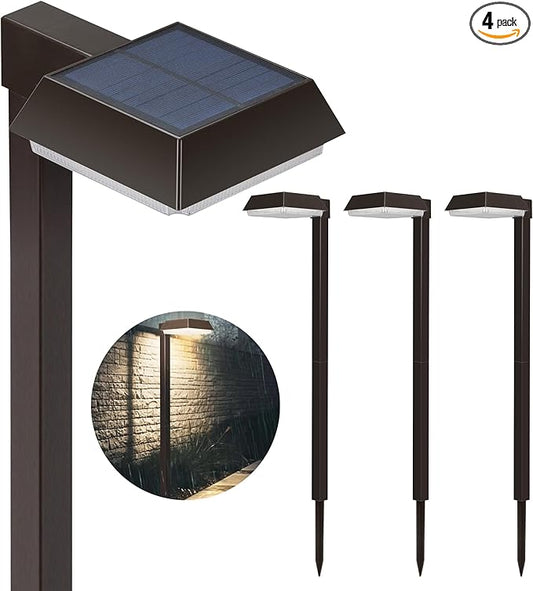 Bobcat Solar Pathway LED Lights Super Bright 300 lumens with 2-in-1 Warm White and Daylight Modes, Dark Brown Solar Lights Outdoor Waterproof for Path, Sidewalk, Driveway or Walk Way Light(4 Pack)