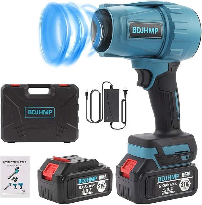Leaf Blower Cordless, 21V 350,000RPM Portable Dust Cleaner Handheld Leaf Blower w/ 5.0Ah Batteries & Charger, Lightweight Blower for for Lawn, Yard, Patio, Sidewalk and Car Cleaning