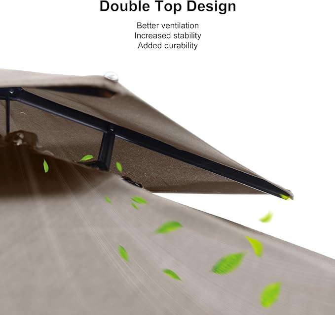 PURPLE LEAF 10 FT Cantilever Umbrella Outdoor Patio Umbrella, Large Offset Square Umbrellas, Windproof Heavy Duty Hanging Outside Umbrellas for Patio, Ash Mocha