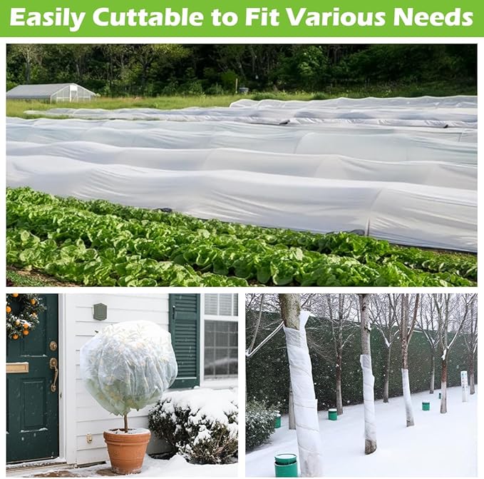 BTPLASTIK Frost Protection Covers for Outdoor Plants 10 x 100Ft, Winter Plant Blankets Freeze Cloths, Folded Rolling Plant Covers Freeze Protection for Raised Beds, Fruit Trees & Shrubs