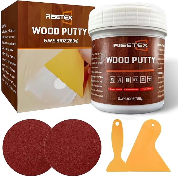 Wood Filler Putty,9.87 Ounce Wood Filler Stainable and Paintable,Walnut Wood Putty,Wood Repair Kit for Quickly Repair Any Breaks,Cracks,Chips and Defects in Wooden Furniture,Easy to Use and Sand