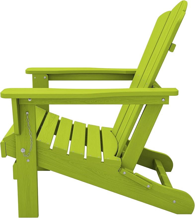 KINGYES Folding Adirondack Chair Set of 6, HDPE All-Weather Folding Adirondack Chair, Apple