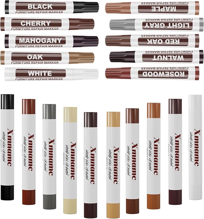 20 Colors Wood Filler Sticks Furniture Markers Touch up,Fill Putty Stick for Repair Furniture Scratch,Scuffs,Cracks and Nail Holes on Floors,Cabinets,Tables,and Doors Tables