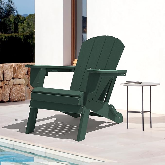 LOUNZY Folding Adirondack Chair, Green