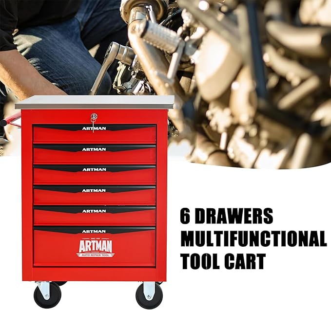 6 Drawers Rolling Tool Box on Wheels, Multifunctional Tool Cart, Drawers Rolling Trolley Organizer Tool Storage Chest for Garage,Workshop,DIY Multiple Interconnectable(4 Drawers-30.5" H)