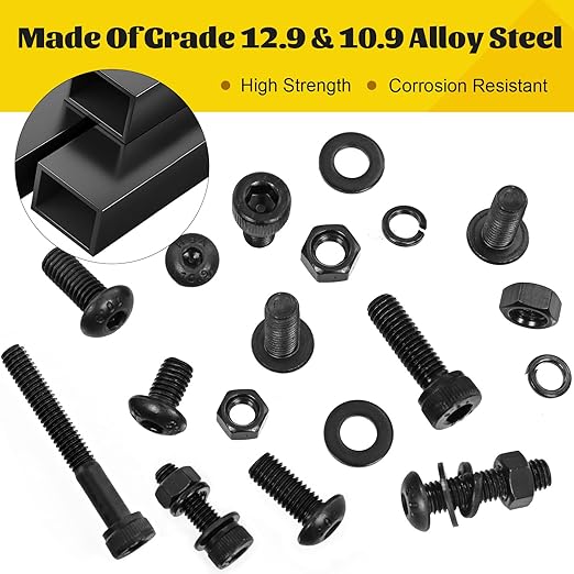 2300PCS M3 Screws with Nuts Assortment Kit, M3x4/6/8/12/16/20/25/30/35 mm Hex Socket Button & Cap Head Bolts Nut and Washers Set, 12.9 & 10.9 Grade Black Zinc Plated for DIY, 3D Printer