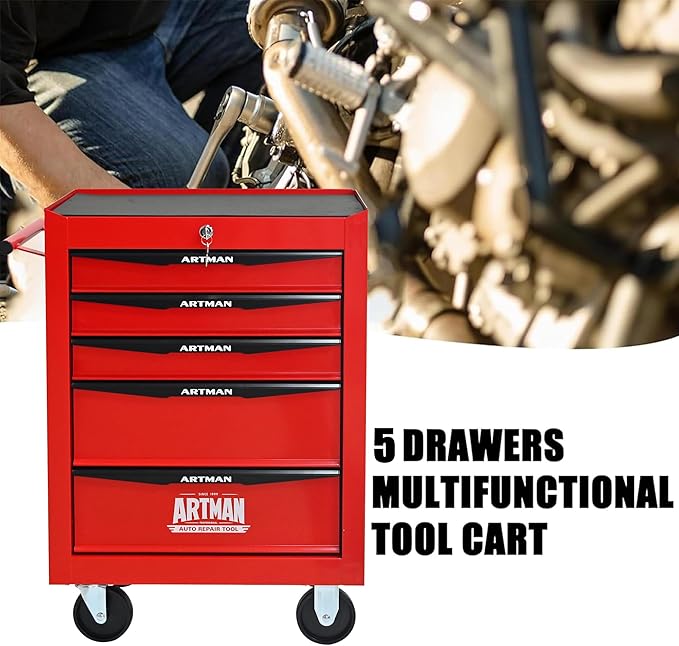 5 Drawers Rolling Tool Box on Wheels, Multifunctional Tool Cart, Drawers Rolling Trolley Organizer Tool Storage Chest for Warehouse,Garage,Workshop,Repair Shop (5 Drawers-30.5" H)