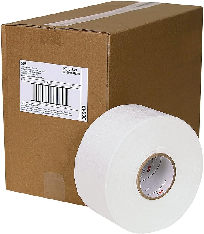 3M Dirt Trap Protection Material 36849, White Color, Nonwoven, Overspray Protection, Traps Dust and Debris, Clean, 4 in x 300 ft