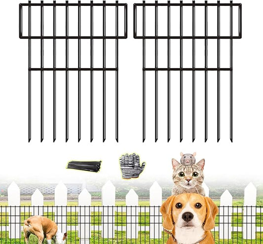 Animal Barrier Fence No Dig 46pcs Garden Fence 50ft(L) X17 H Dog Fence Panels 1.5" Gap No Dig Garden Fence Borders for Yards, Metal Fence Panels Outdoor Rustproof