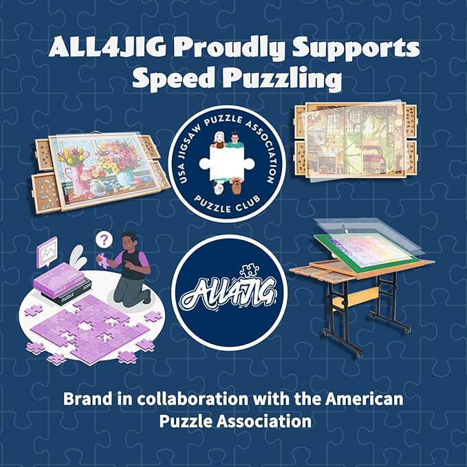 ALL4JIG 1000 Piece Rotating Puzzle Board with Drawers 20.94"x28.74"Portable Wooden Jigsaw Puzzle Table for Adults Portable,Lazy Susan Spinning Puzzle Boards Birthday Gift for mom
