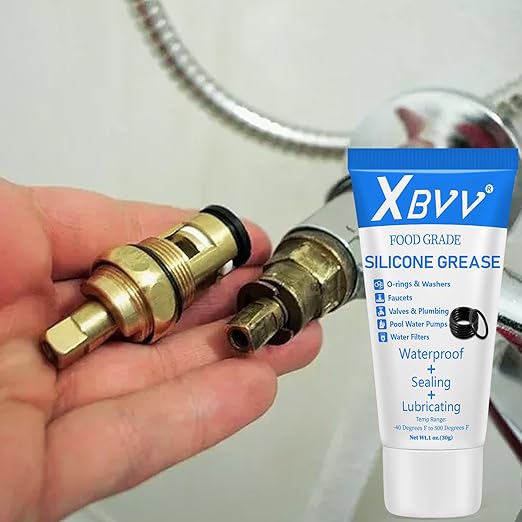 Silicone Lubricating Grease for Plumber Faucet Rubber Washers Valve O Ring 2-Pack 1 oz Tube with Brush