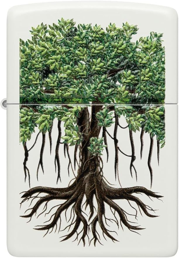 Zippo Tree of Life Texture Print Design White Matte Pocket Lighter