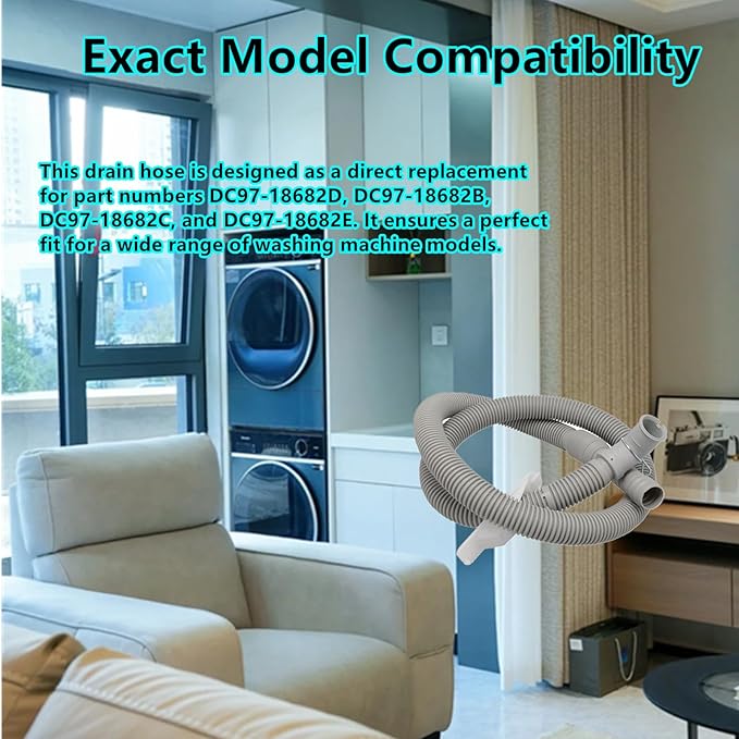 DC97-18682D Washer Drain Hose Assembly Replacement for Samsung Clothes Washer Drain Hose Compatible with DC97-18682B DC97-18682C DC97-18682E