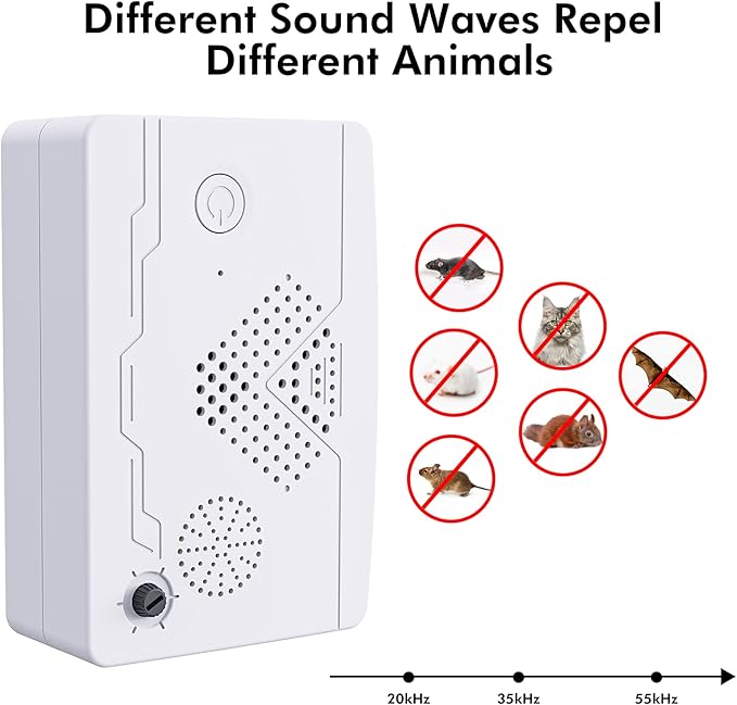 2 Pack Ultrasonic Mice Bat Repellent Devices, Roach Killer Rodent Ultrasonic Indoor for Pest, Electronic Mosquito Spider Repellent, Cockroach, Bat, Bird, Bug, Insect, Mouse