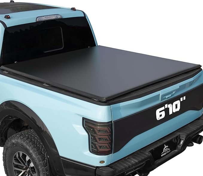 Truck Bed Tonneau Cover Compatible with Chevy Silverado & GMC Sierra 2500 3500 HD 2020(New) 2021 2022 2023 2024 2025 6.9 ft Box(No CarbonPro Bed), Soft Folding Style((Quad Fold)