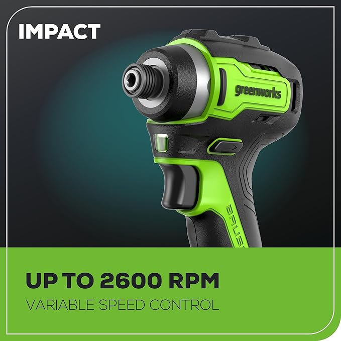 Greenworks 24V MAX Cordless Brushless Drill & Impact Driver Combo Kit, Electric Drill Set, High Torque, Lightweight, Professional Grade, Includes 2x 2.0Ah Batteries, Charger, and Storage Bag