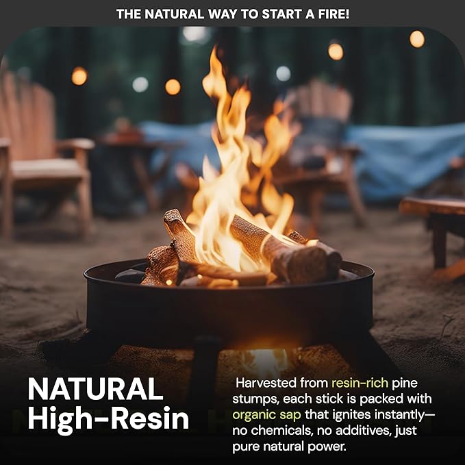 Sun Joe 40-Pound Fatwood Fire Starter Sticks, All-Natural Pine Kindling for Fireplace, Wood Stove, Pit and Grill, Made for Indoor or Outdoor Use