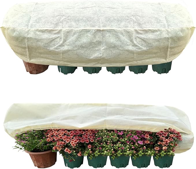 Plant Cover Freeze Protection, Winter Plant Covers, Plant Frost Cover, Tree Plant Freeze Protection Covers, Planter Plant Winter Frost Blanket with Zip Drawstring,2 Pack (68.9x17.7x15.7INCH)
