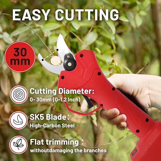 Brushless Electric Pruning Shears Cordless, Pole Pruners for Tree Trimming, Electric Tree pruner Cutter with 2*21V 4000mAH Batteries,15FT Telescoping Rod,1.2 Inch Cutting Diameter, with Replace Blade