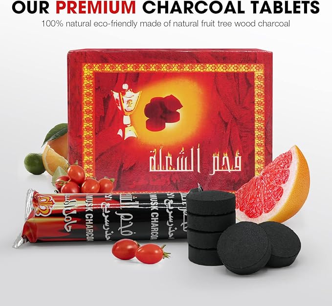 MEKER Quick Light Charcoal Briquettes, Charcoal Disk Lights, 33 mm Nature Coal Disks, Instant Fire Coal Tablet, Charcoal Burner (100Pcs)