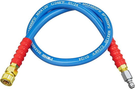 POHIR Power Washer Whip Hose 3ft Pressure Washer Jumper Hose With 4800PSI Steel Whip Line 3/8" Quick Connector