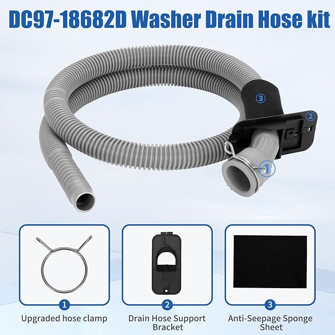 DC97-18682D Washer Drain Hose Assembly for samsung, Compatible with DC97-18682B DC97-18682C DC97-18682E