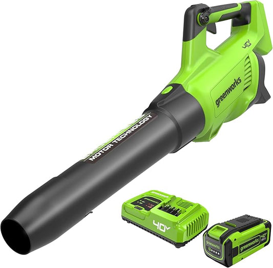 Greenworks 40V (160 MPH / 700 CFM) Cordless Brushless Axial Leaf Blower, 8.0Ah Battery and Charger Included