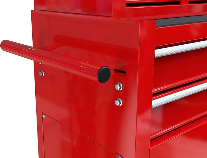 8 Drawers Rolling Tool Box Organizer,High Capacity Tool Chest with Wheels,Lockable Rolling Tool Chest with Bottom Cabinet, Tool Box Rolling Workshop Storage Cabinet (8 Drawers(Red))