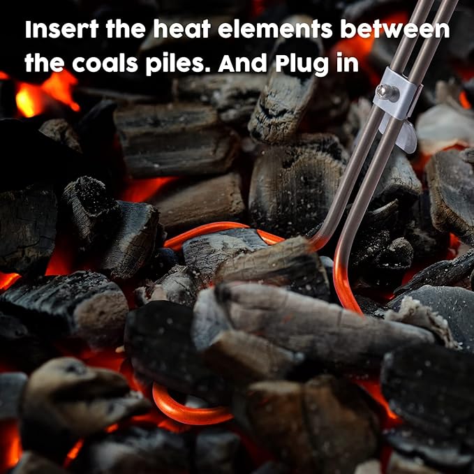 Kitosun Electric Charcoal Starter – Superior BBQ Grill Fireplace Coal Lighter Easy & Quick Ignite Briquettes |No Sparks or Flames | 304 Stainless Steel Coils Elements 5ft Long Cable (Extra Long 700W)