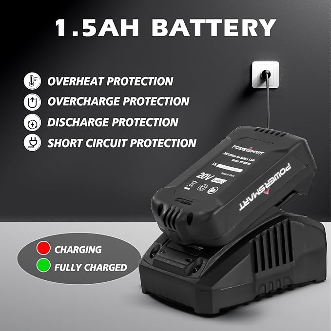 PowerSmart 20V Cordless Battery Operated Leaf Blower(120CFM/117MPH) with 2 Batteries and Charger, Portable,Lightweight & Small Blowers for Patio Cleaning,Lawn Care,Blowing Leaves and Dust (PS76101A)