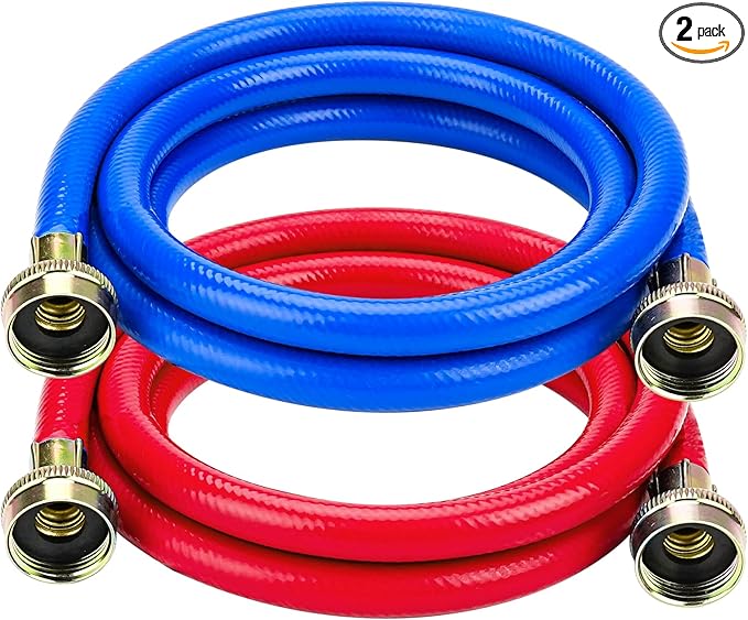 Cenipar 6FT Rubber Washing Machine Hoses Burst Proof 2 Pack For Hot and Cold Water 3/4" NPT Connection Water Supply Lines Fit for ALL Washing Machine