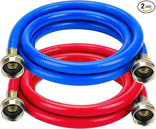 Cenipar 6FT Rubber Washing Machine Hoses Burst Proof 2 Pack For Hot and Cold Water 3/4" NPT Connection Water Supply Lines Fit for ALL Washing Machine