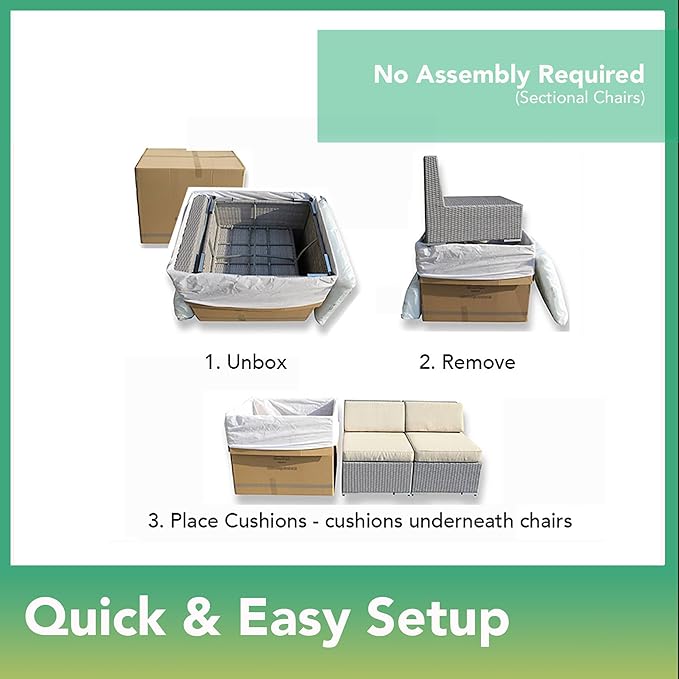 7 Piece Outdoor Patio Furniture Black Wicker Sunbrella Coal Conversation Set with Fully Assembled Sectional and 42-inch Propane Gas Fire Table