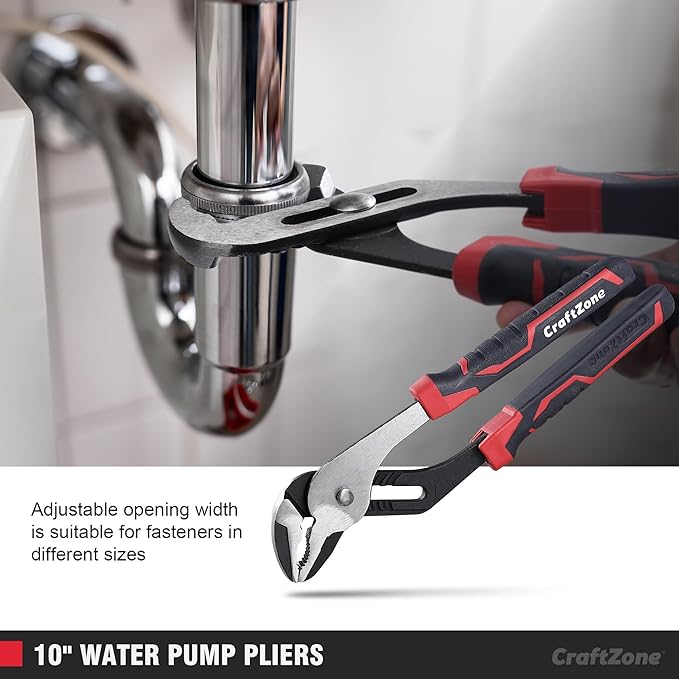 5-Piece Pliers & Wrench Set - Ideal Gift for Mechanics - Construction - Plumbing - Includes 6" Long Nose & Diagonal Pliers - 8" Adjustable & Combo Wrench - 10" Groove Joint Plier