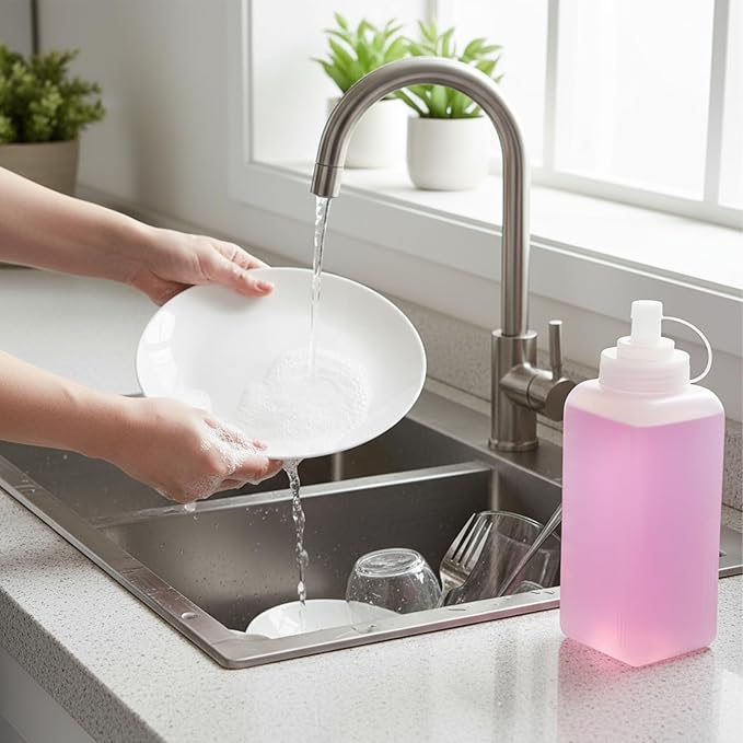 27 Oz Condiment Squeeze Bottle Wide Mouth with Cap Lids Plastic Squirt Bottle for Sauces Dispensers, Leak Proof Oil, Salad Dressing Container(800ml)