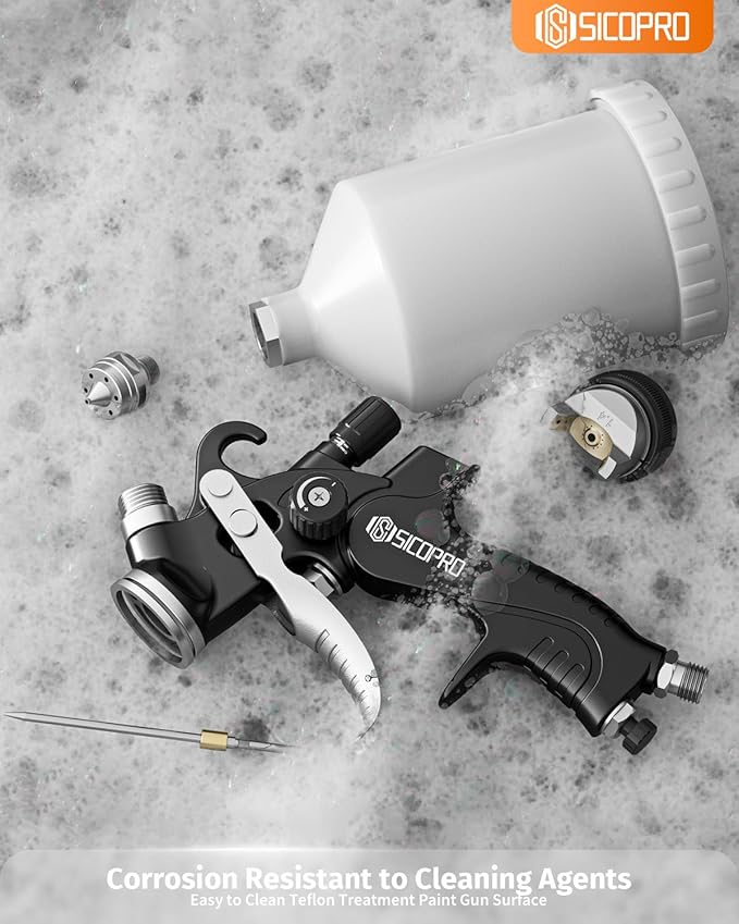 HVLP Paint Sprayer Gun, Air Paint Sprayer for House Painting, Cars, Paint Guns Automotive, 1.4/1.7/2.0mm 15 Nozzle Holes, Varnish and Top Coat, Air Regulator