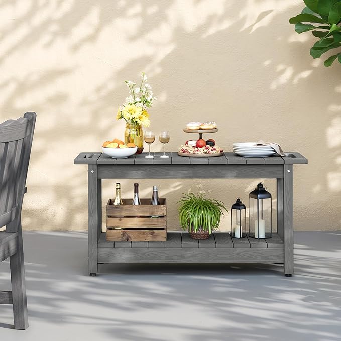 Stoog 35.5" Large Shower Bench, Waterproof Shower Stool with Storage Shelf and Handles, Adjustable and Non-Slip Feet, Shower Chair for Inside Shower, Grey