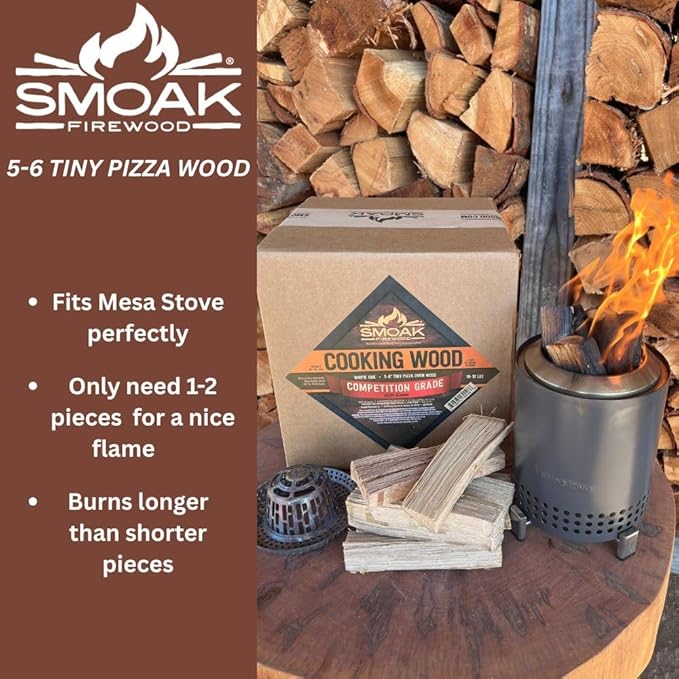 Smoak Firewood Cooking Wood Mini Splits - USDA Certified Kiln Dried (Red Oak, 5-6in Tiny Pizza Oven Wood) for Portable Pizza ovens (729 Cubic Inches)