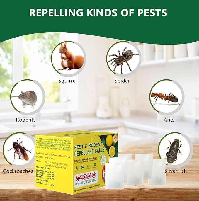 【𝐇𝐢𝐠𝐡𝐥𝐲 𝐄𝐟𝐟𝐞𝐜𝐭𝐢𝐯𝐞】 Mouse Repellent Repellent,Peppermint Lemon Oil Balls for Rats Mice Deterrent with Natural Peppermint Oil Long-Lasting Indoor & Outdoor Use-24 Pcs